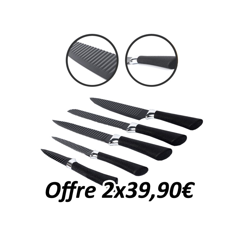 AIR BLADE HARRY BLACKSTONE Set de 5 Couteaux de Cuisine - Lame